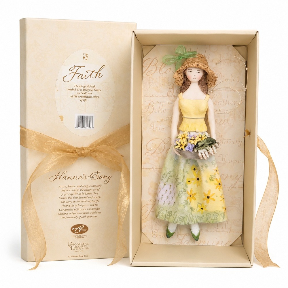 Vintage 2002 Hanna's Song Faith Paper Clay Doll Angel Fairy Flowers Boxed 11